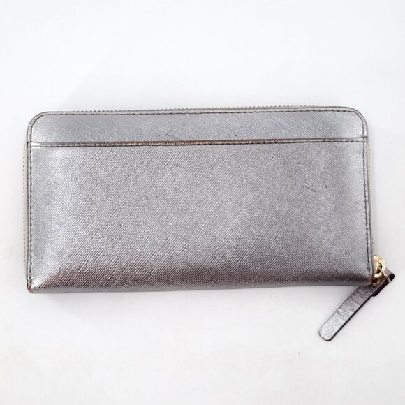 KATE SPADE Silver Leather Rectangular Zip Around Wallet - Picture 2 of 3
